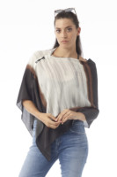 Leather Laced Poncho - Black & White