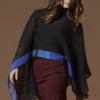 Black Poncho with Sunny Blue Border (XL)